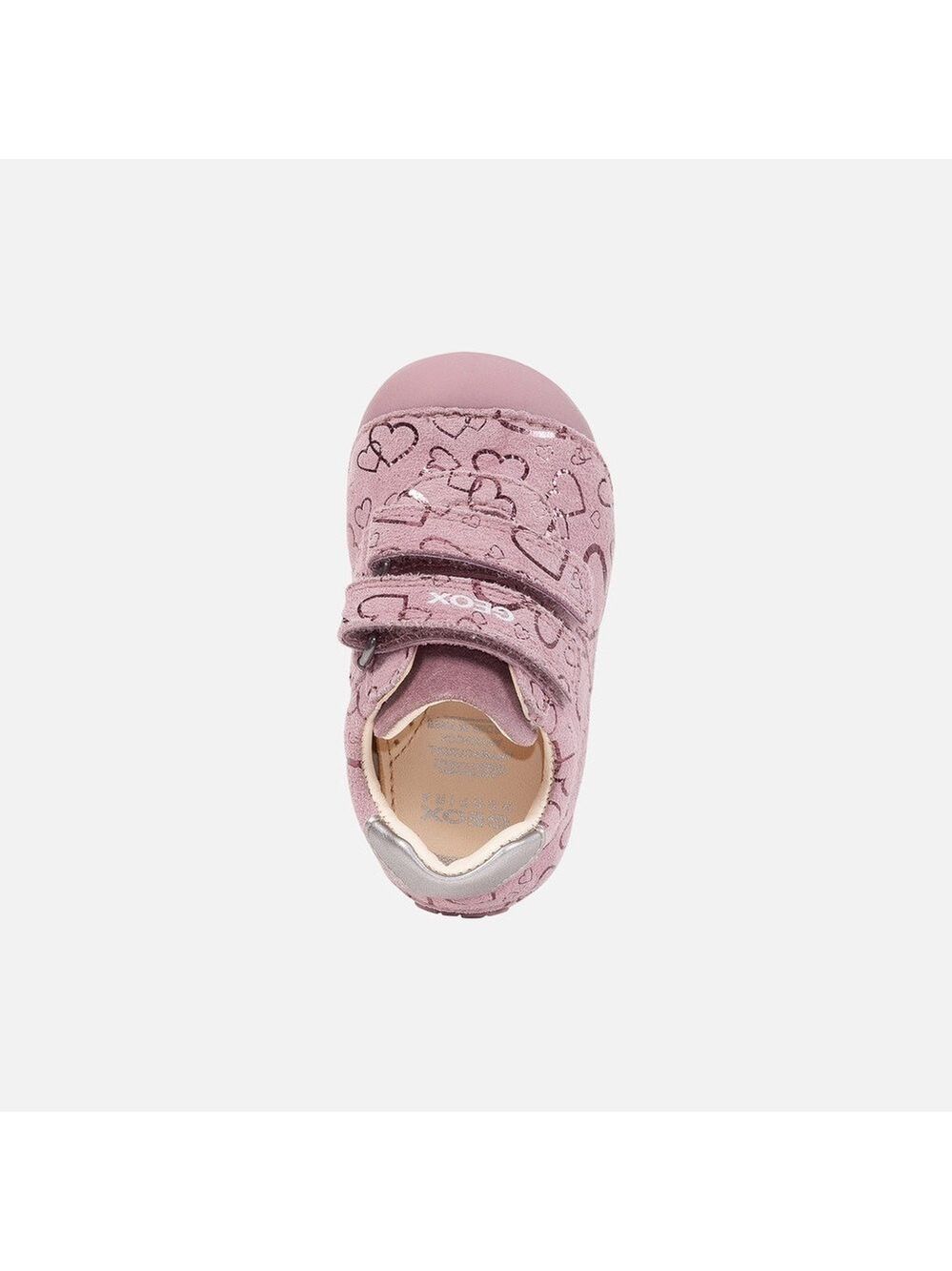 Size 7 Toddler Geox Baby Shoes with Heart Pattern - Light Pink